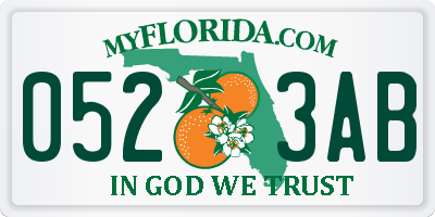 FL license plate 0523AB