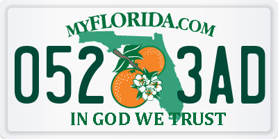 FL license plate 0523AD