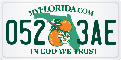 FL license plate 0523AE