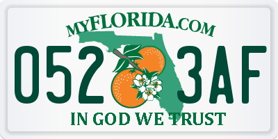 FL license plate 0523AF
