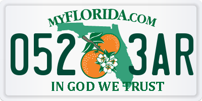 FL license plate 0523AR