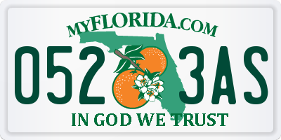 FL license plate 0523AS