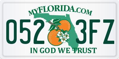 FL license plate 0523FZ
