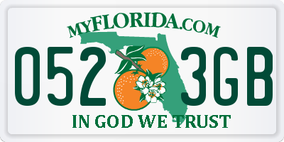 FL license plate 0523GB