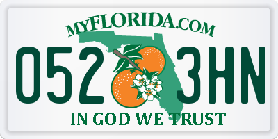 FL license plate 0523HN