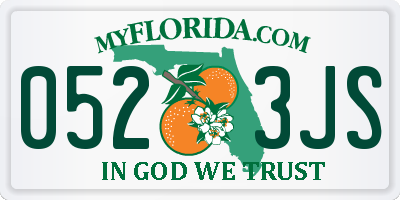 FL license plate 0523JS