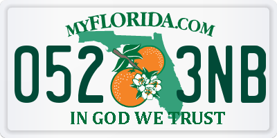 FL license plate 0523NB