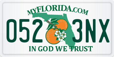 FL license plate 0523NX