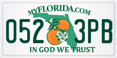 FL license plate 0523PB