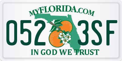 FL license plate 0523SF