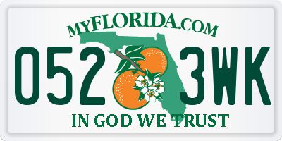 FL license plate 0523WK