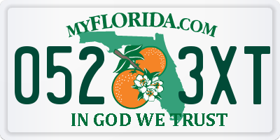 FL license plate 0523XT