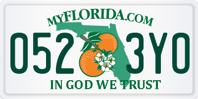 FL license plate 0523YO
