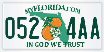 FL license plate 0524AA