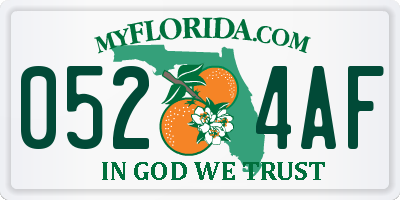 FL license plate 0524AF