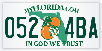 FL license plate 0524BA