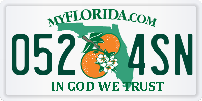FL license plate 0524SN