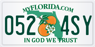 FL license plate 0524SY