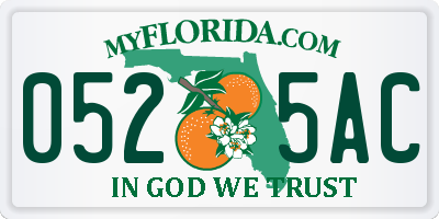 FL license plate 0525AC