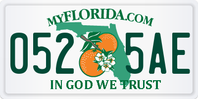 FL license plate 0525AE