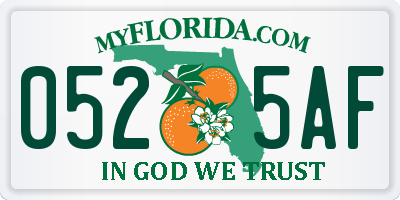 FL license plate 0525AF