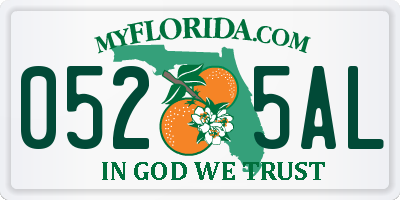 FL license plate 0525AL
