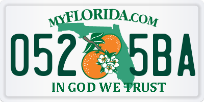 FL license plate 0525BA