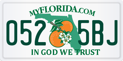 FL license plate 0525BJ