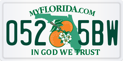 FL license plate 0525BW