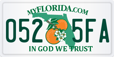 FL license plate 0525FA