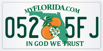FL license plate 0525FJ