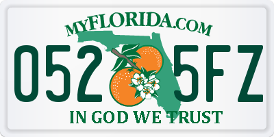 FL license plate 0525FZ
