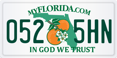 FL license plate 0525HN