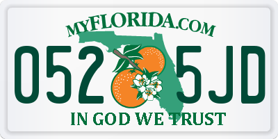 FL license plate 0525JD