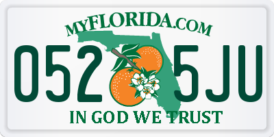 FL license plate 0525JU