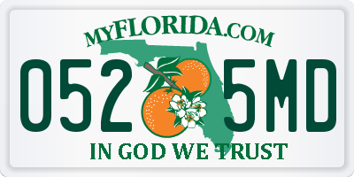 FL license plate 0525MD