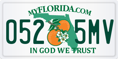 FL license plate 0525MV