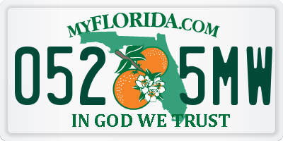 FL license plate 0525MW