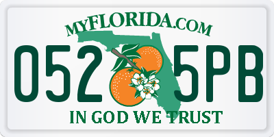 FL license plate 0525PB