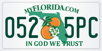 FL license plate 0525PC