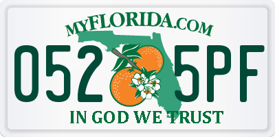 FL license plate 0525PF