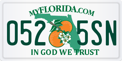 FL license plate 0525SN
