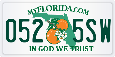 FL license plate 0525SW