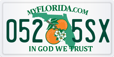 FL license plate 0525SX
