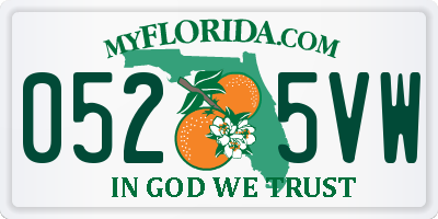 FL license plate 0525VW