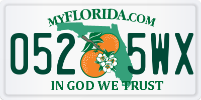 FL license plate 0525WX