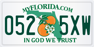 FL license plate 0525XW