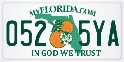 FL license plate 0525YA