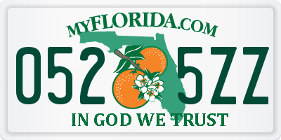 FL license plate 0525ZZ