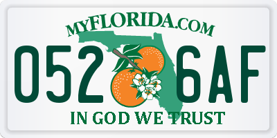 FL license plate 0526AF